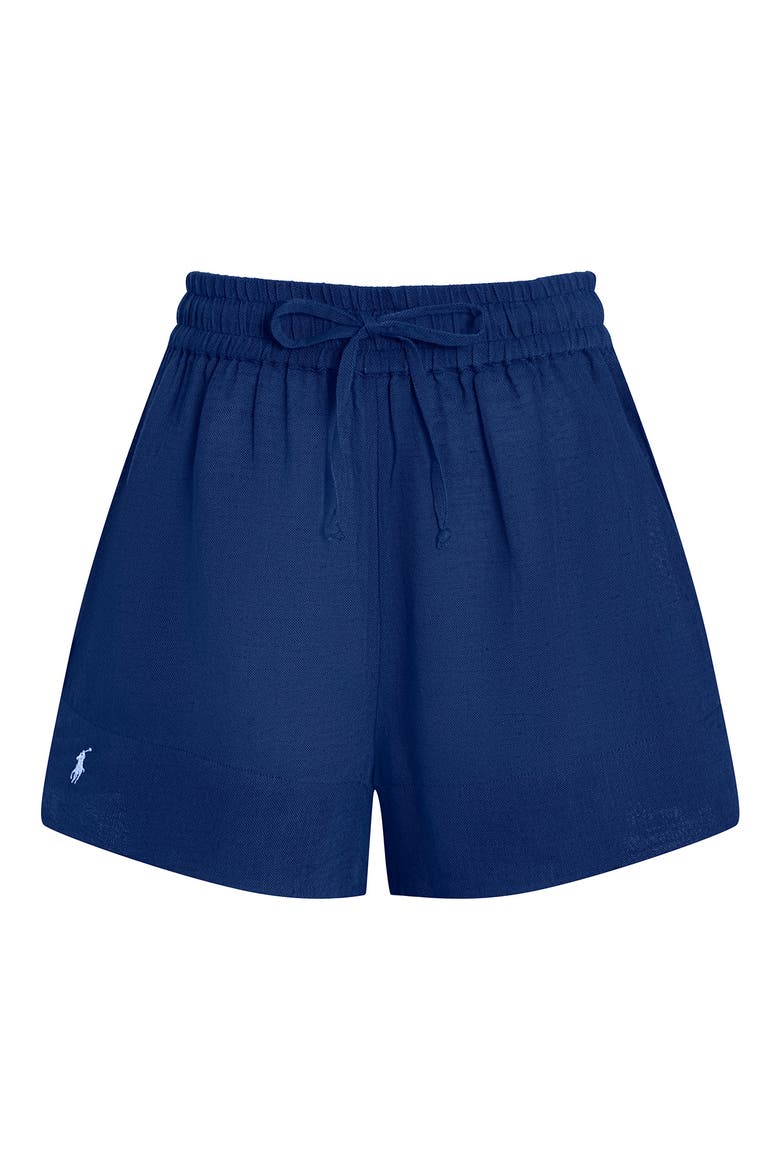 Organic Cotton & Linen Cover-Up Drawstring Shorts, Alternate, color, ULTRAMARINE