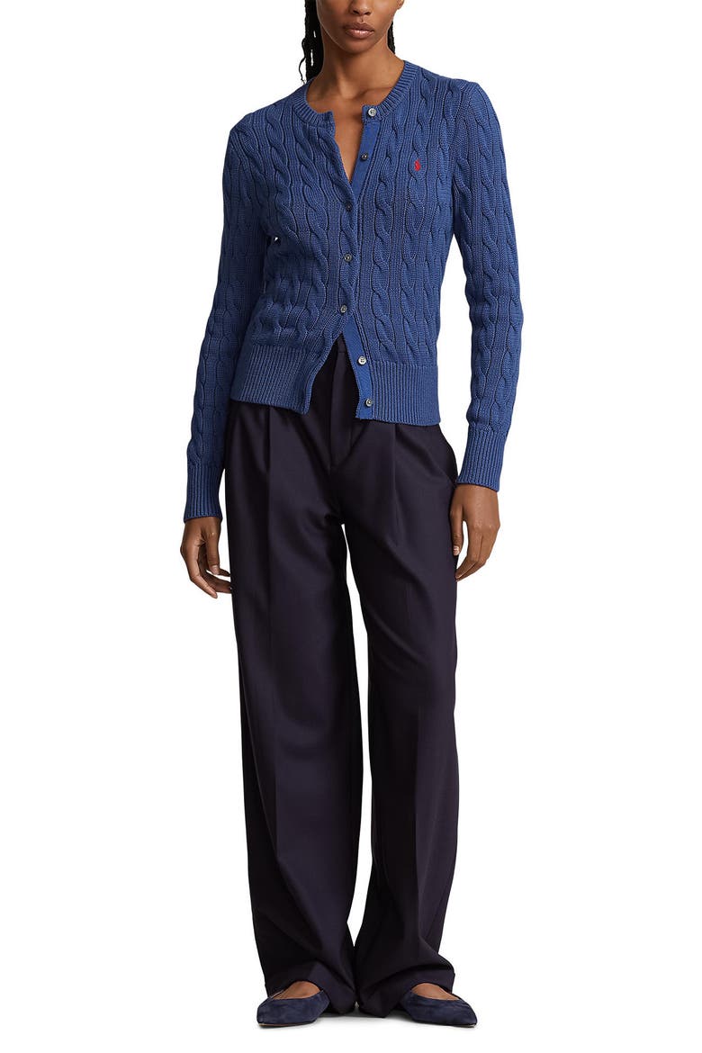 Cable Stitch Cardigan, Alternate, color, GEM BLUE