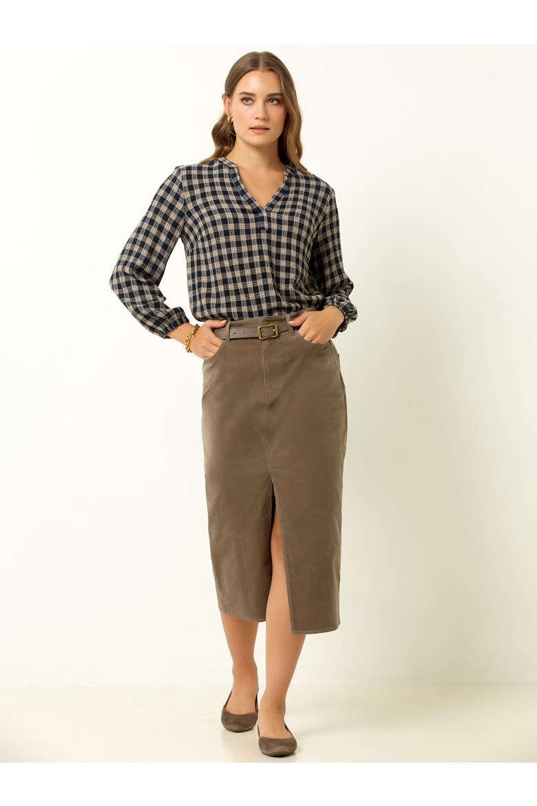 Corduroy Midi Skirt, Alternate, color, Driftwood
