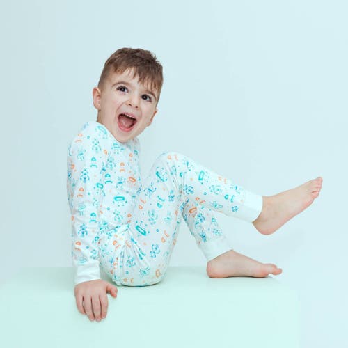 Norani Kids Organic Two-piece Pajama Set In Robots