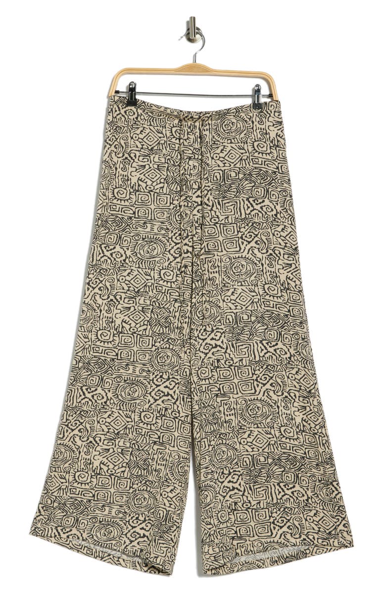 Adrianna Papell Pull-On Wide Leg Pants, Alternate, color, Black/ Cream