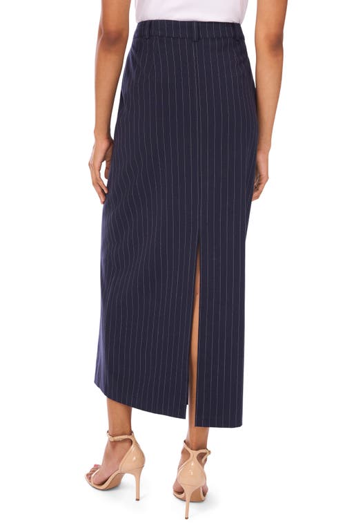 Halogen ® Pinstripe High Rise Midi Skirt In Blue