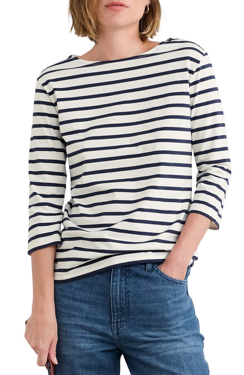 Seasalt Cornwall Sailor Stripe Organic Cotton Top, Main, color, Breton Chalk Maritime
