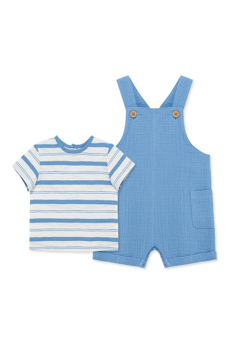 Stripe T-Shirt & Shortall Set, Main, color, BLUE