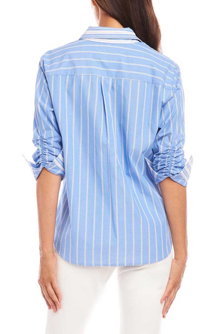 Stripe Ruched Sleeve Button-Up Shirt, Alternate, color, STRIPE