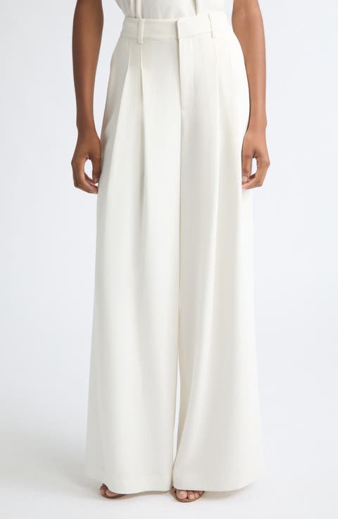 Marne Pleated Wide Leg Crepe Pants