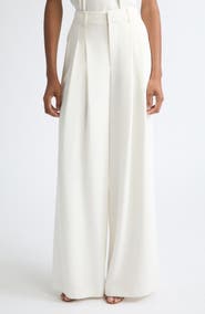 Cinq à Sept Marne Pleated Wide Leg Crepe Pants