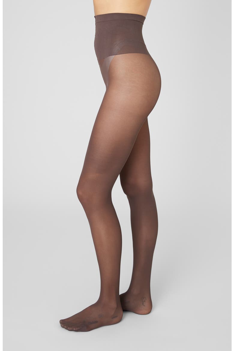 Svea Premium Opaque Tights, Main, color, DARK BROWN