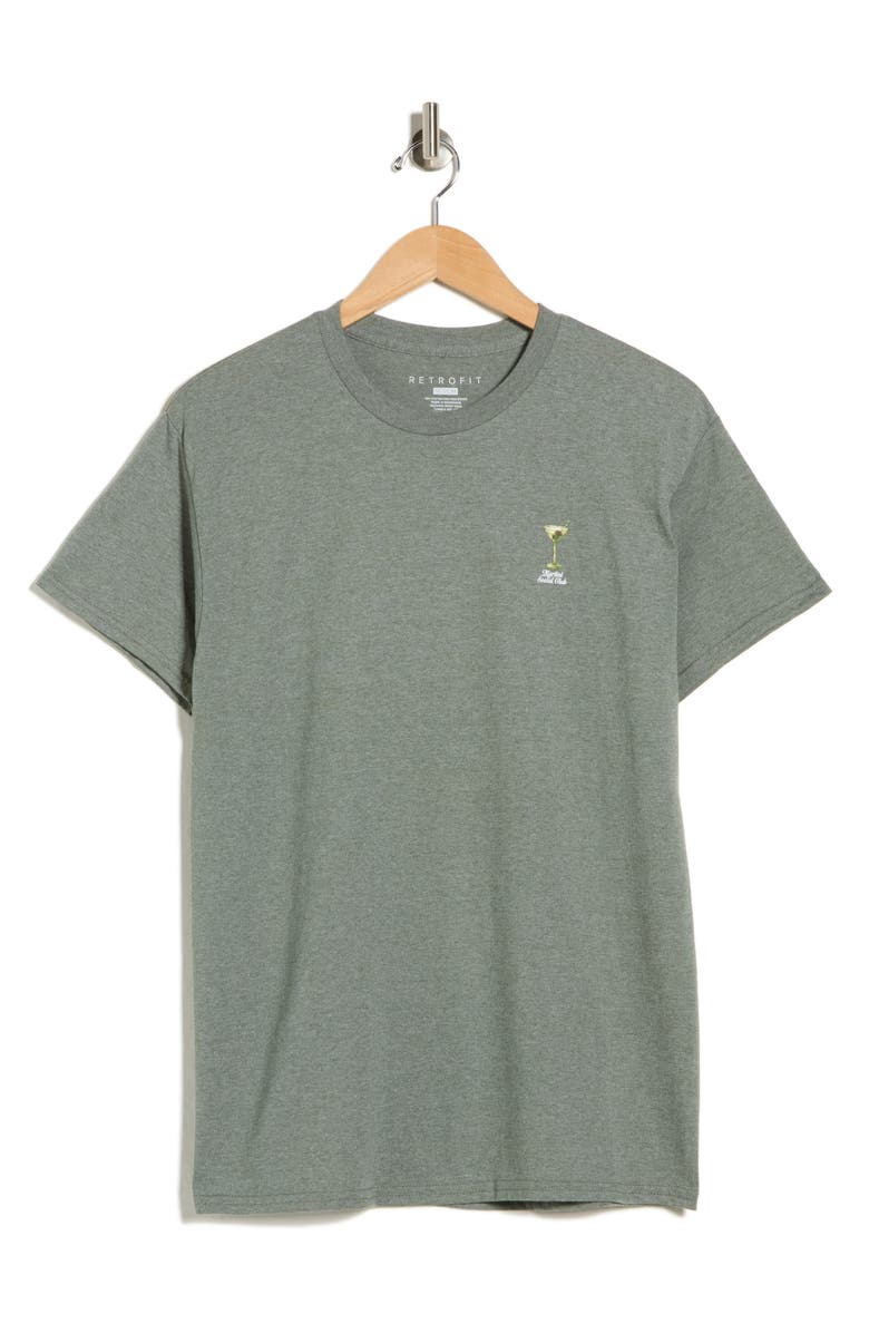 RETROFIT Dirty Martini Club Graphic T-Shirt, Main, color, Heather Military Green
