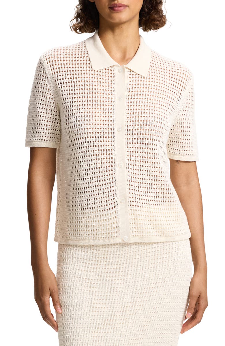 Theory Neo Open Stitch Linen Blend Mesh Cardigan, Main, color,