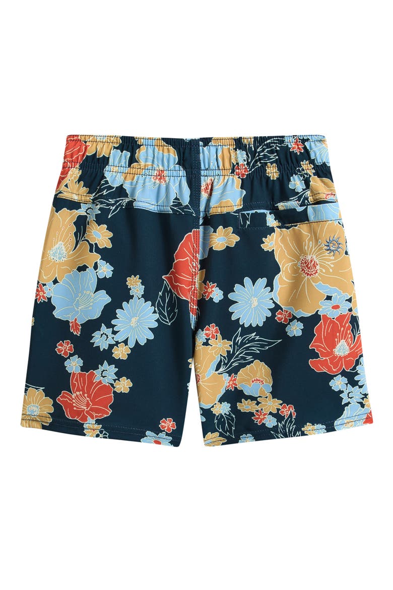 Kids' Pacific Floral Volley Swim Trunks, Alternate, color, DARK NAVY