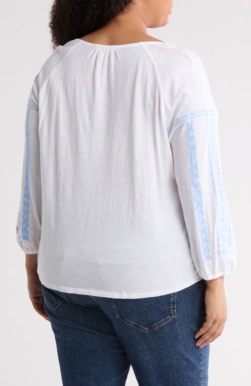 Lucky Brand Tassel Cotton Top In White