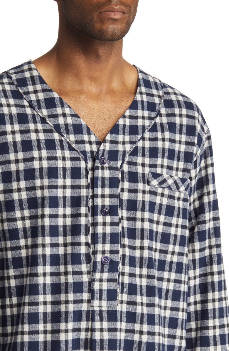 Majestic International Fireside Plaid Cotton Flannel Nightshirt, Alternate, color, 