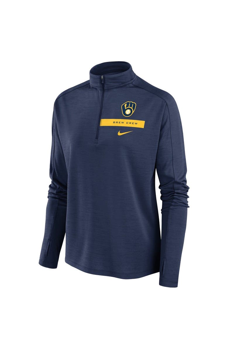 Nike Women's Nike Navy Milwaukee Brewers Primetime Local Touch Pacer Quarter-Zip Top, Alternate, color, 