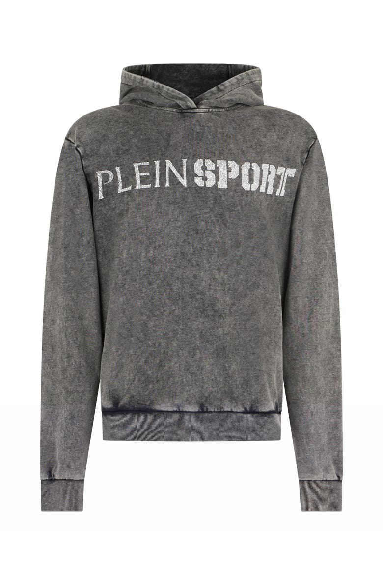 Washed Hoodie Crackle Scratch Men, Main, color, black