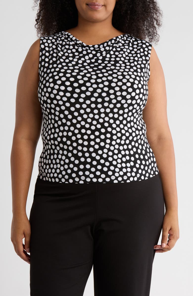 Renee C Polka Dot Cowl Neck Crop Tank, Main, color, Black