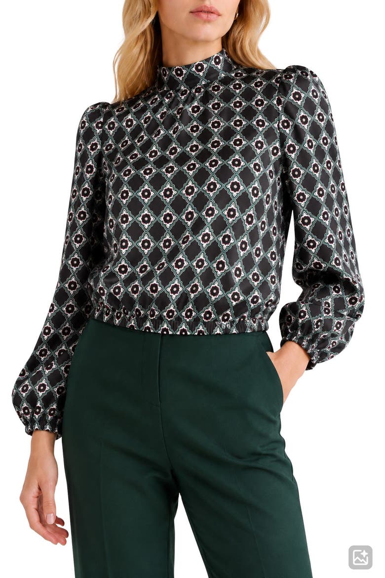 Seraphine Long Sleeve Mock Neck Top, Main, color, FLORAL FOULARD