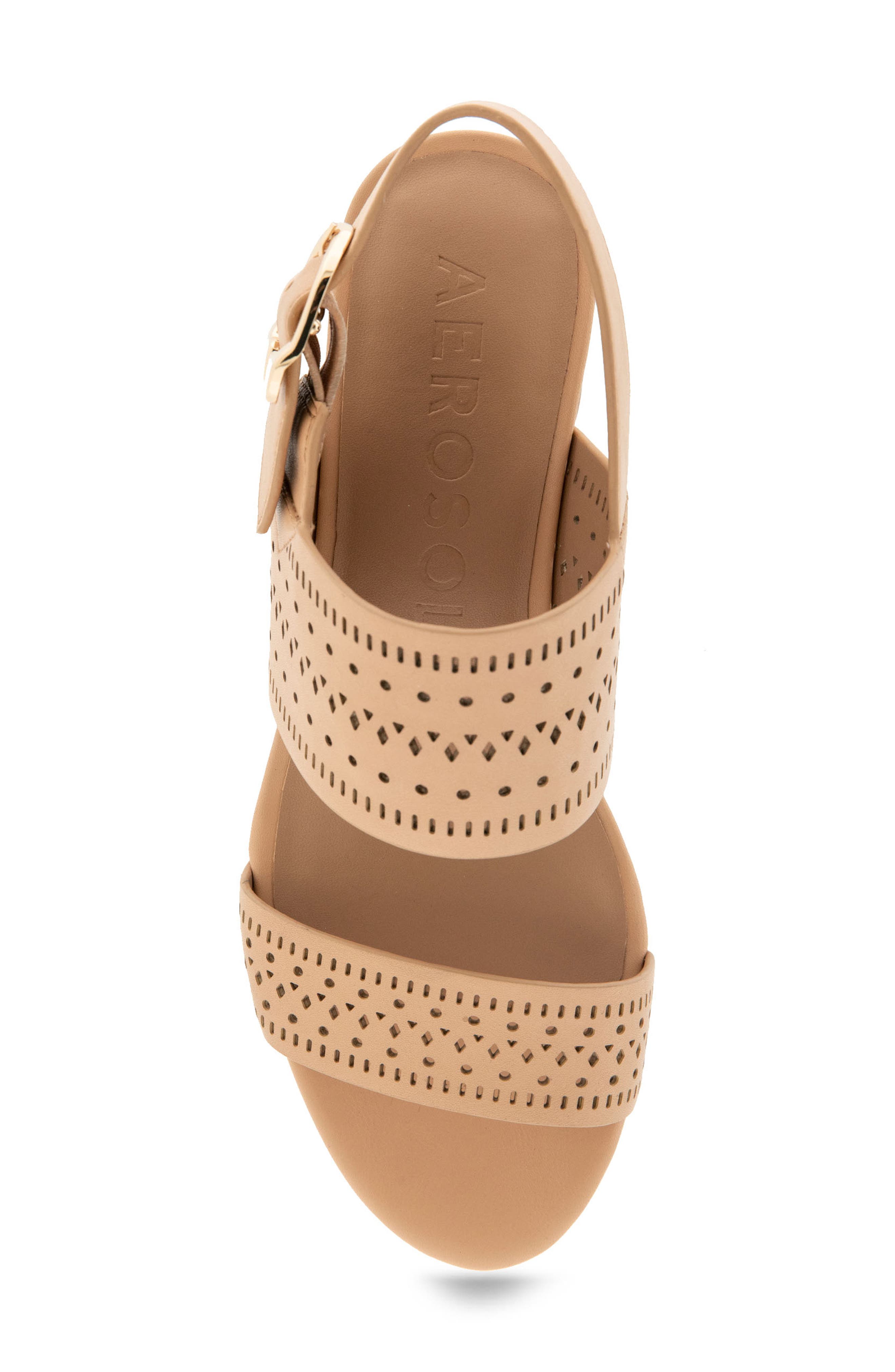 Camera Perforated Slingback Platform Sandal, Alternate, color, B79 BEIGE BISQUE PER