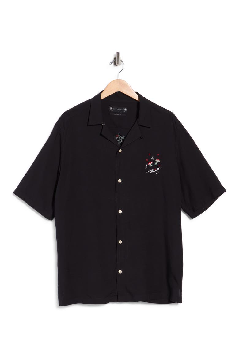 Funghi Camp Shirt, Main, color, JET BLACK