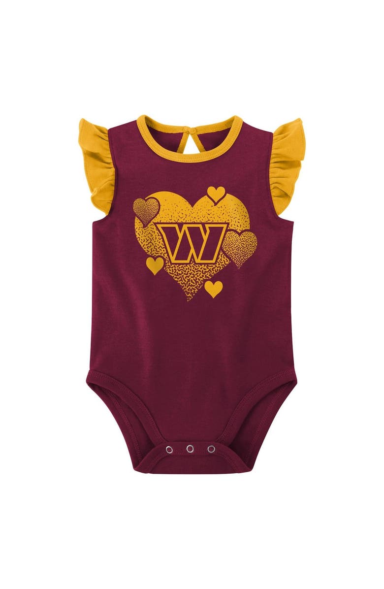 Outerstuff Girls Newborn & Infant Burgundy/Gold Washington Commanders Spread the Love 2-Pack Bodysuit Set, Alternate, color,