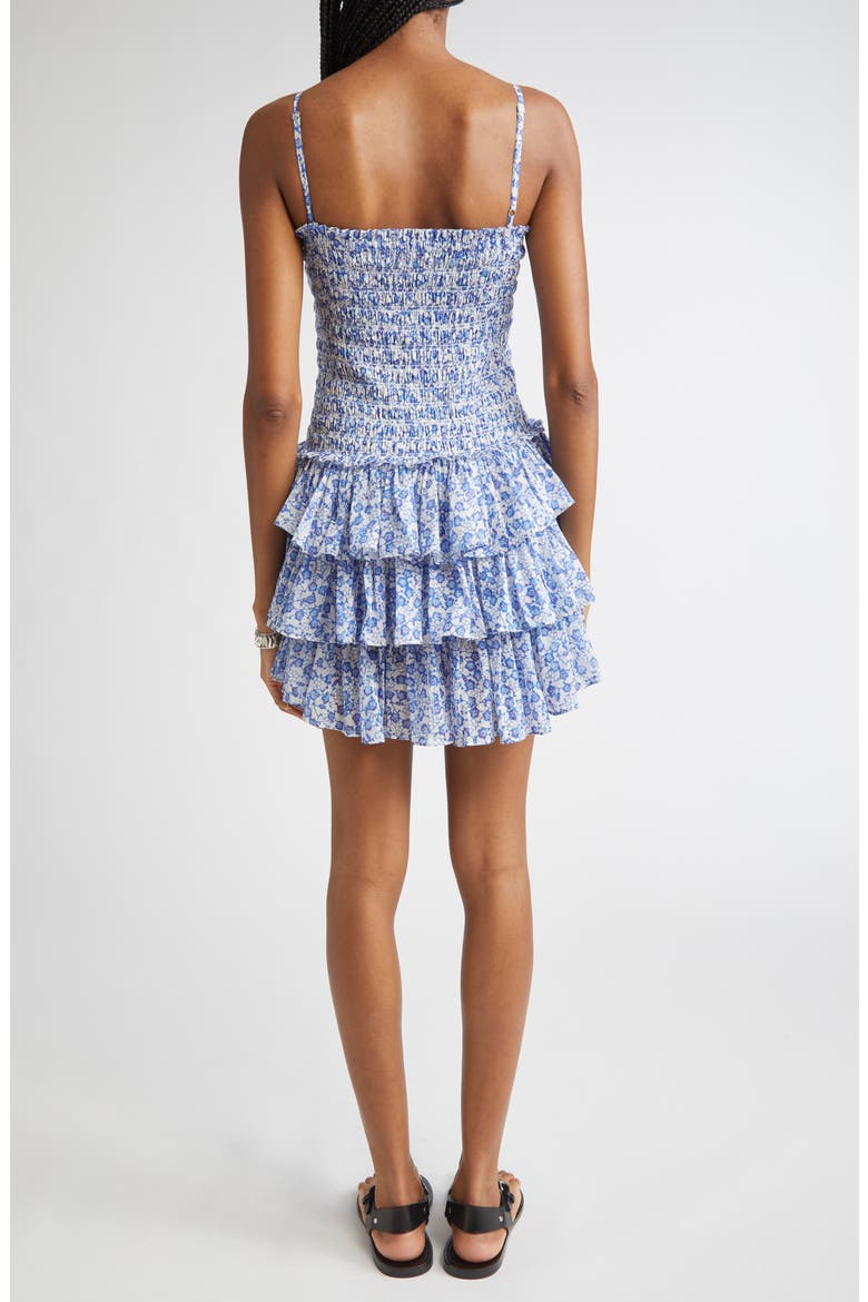 Elodie Floral Print Voile Minidress, Alternate, color, BLUE