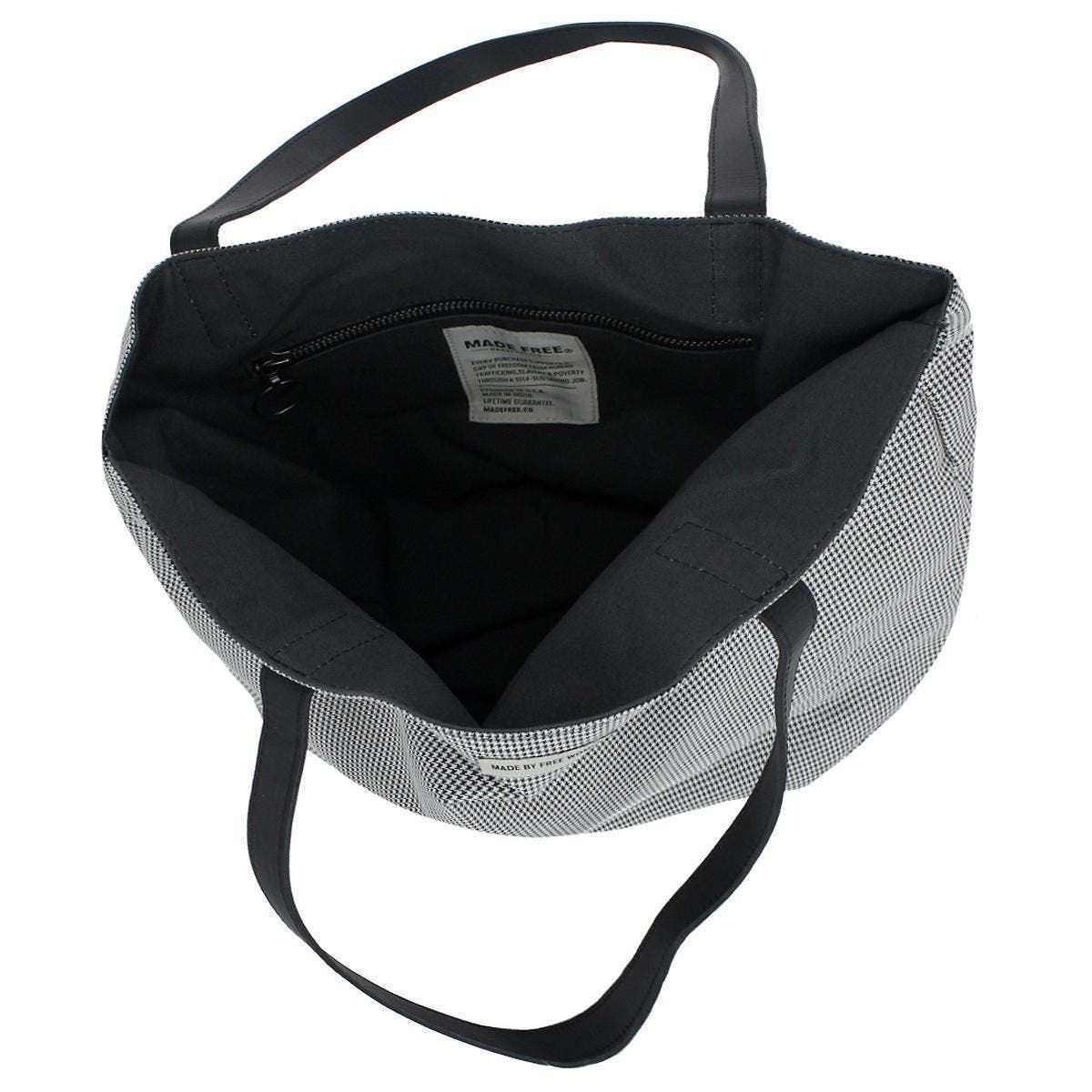 Made Free Houndstooth Print Day Tote, Alternate, color, Black