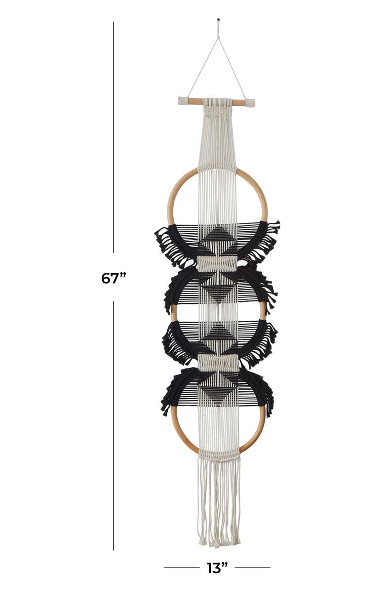 GINGER BIRCH STUDIO MacramBlack Cotton Handmade Intricately Weaved é Wall Decor with Fringe Tassels, Alternate, color, 