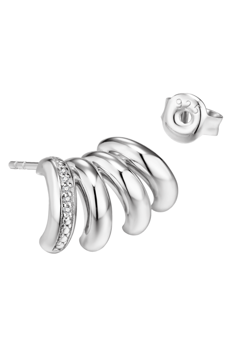 Stella Diamond Earrings | 10 natural diamonds | 925 Sterling Silver | Earrings | Pin | White Rhodium, Alternate, color, White Rhodium