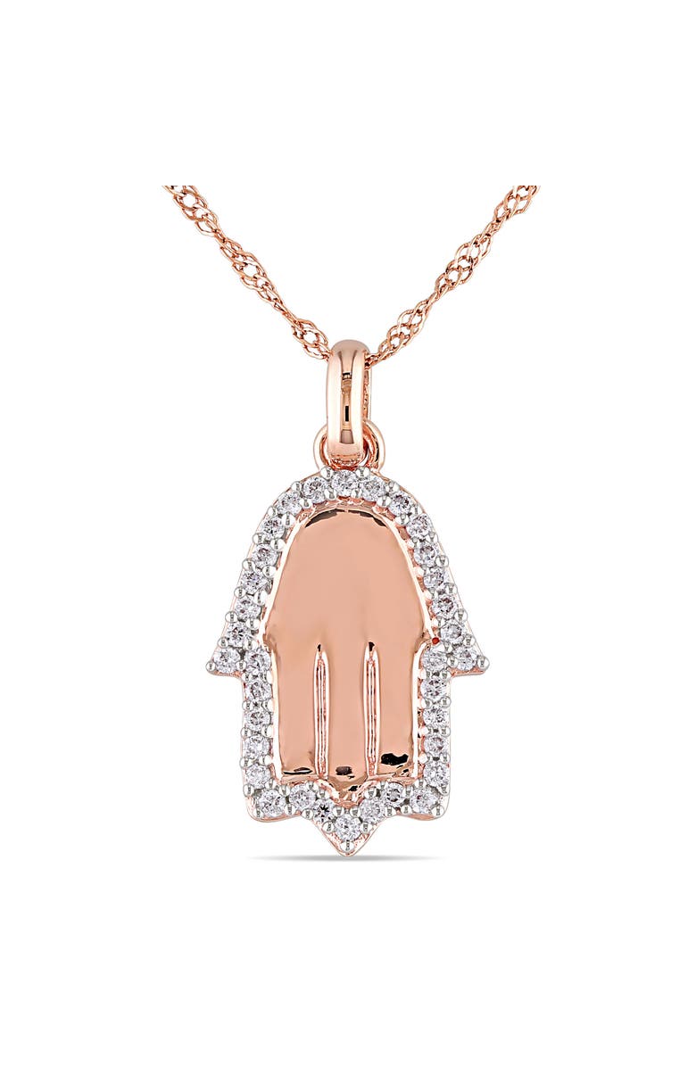 Julianna B. Diamond Hamsa Pendant Necklace 14k, Main, color, 14K Rose Gold