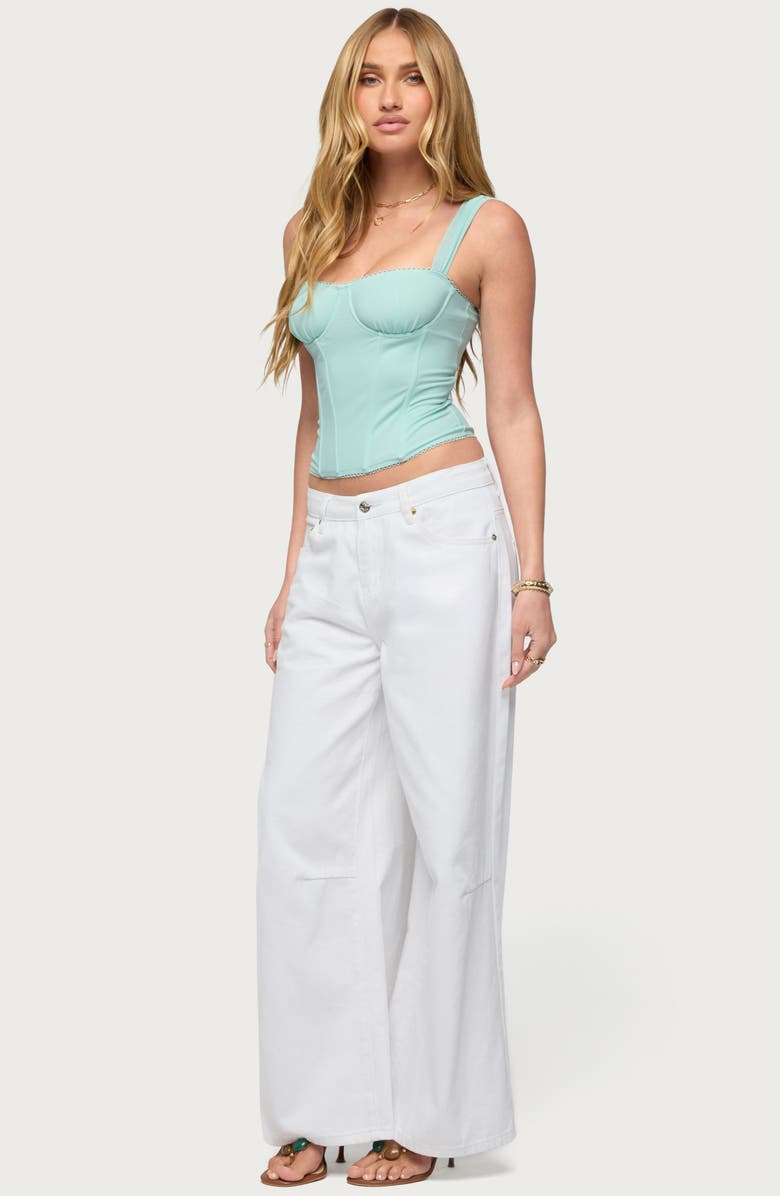 EDIKTED Marcella Mesh Corset Tank, Alternate, color, Aqua