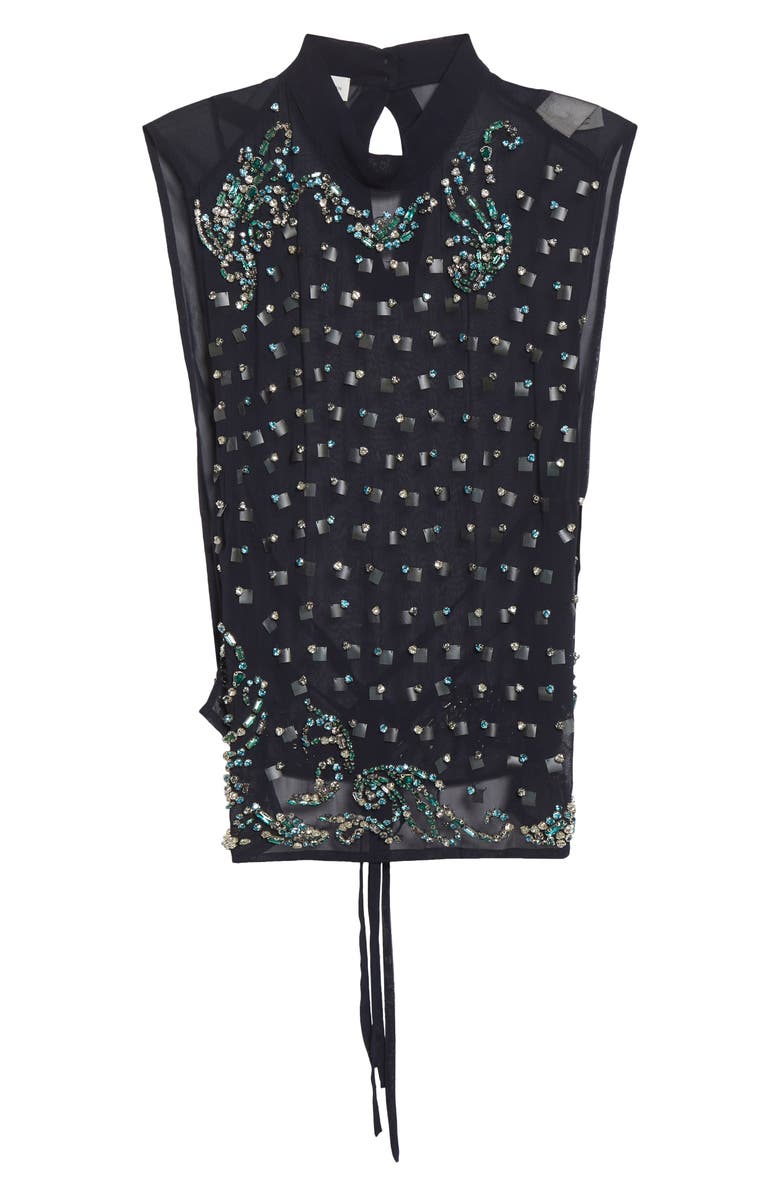 Dries Van Noten Carmasa Crystal Embellished Sleeveless Top, Alternate, color, Navy