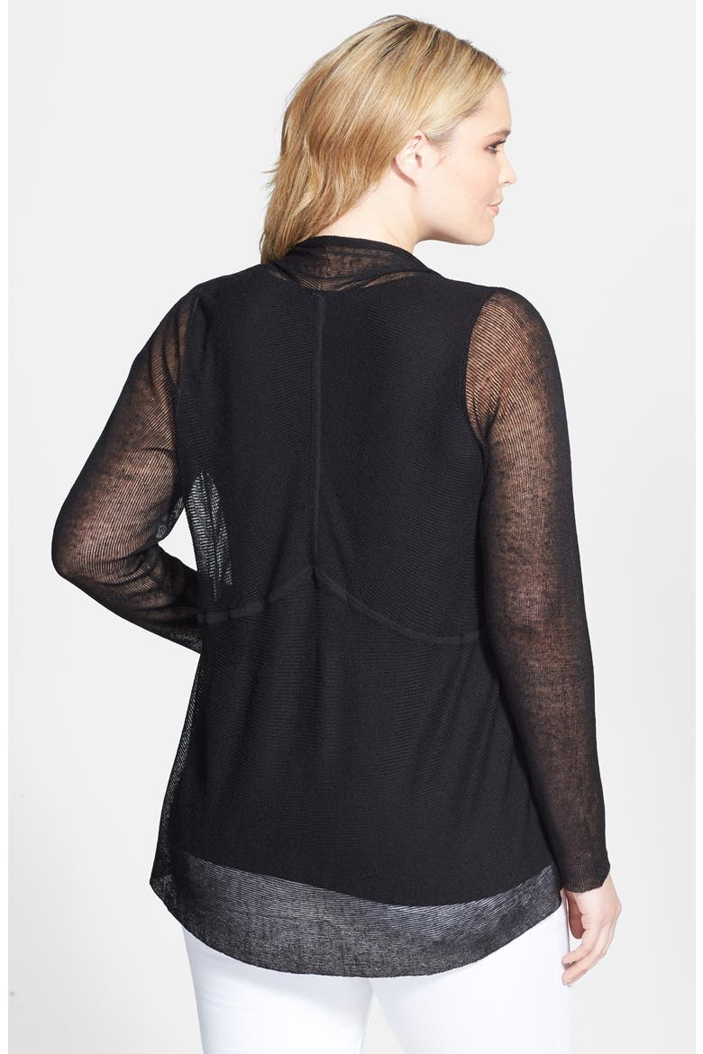 Hemp Blend Shaped Cardigan, Alternate, color, BLACK