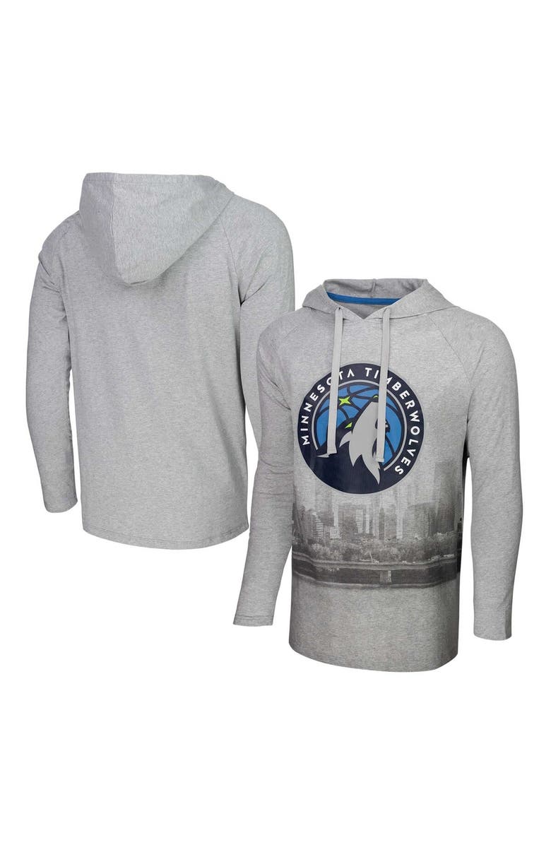 Stadium Essentials Men's Stadium Essentials Heather Gray Minnesota Timberwolves Atrium Raglan Long Sleeve Hoodie T-Shirt, Main, color, Heather Gray