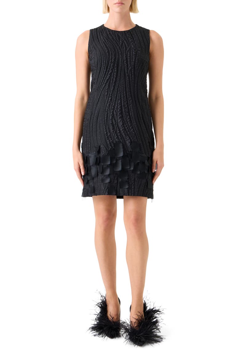 Waves Jacquard Sheath Dress, Main, color, BLACK