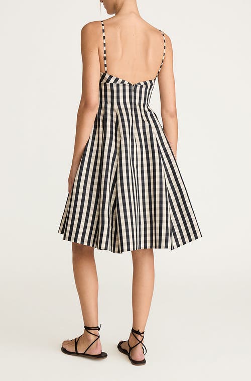 REBECCA TAYLOR REBECCA TAYLOR GINGHAM TWILL EMBROIDERED BUSTIER TEA DRESS