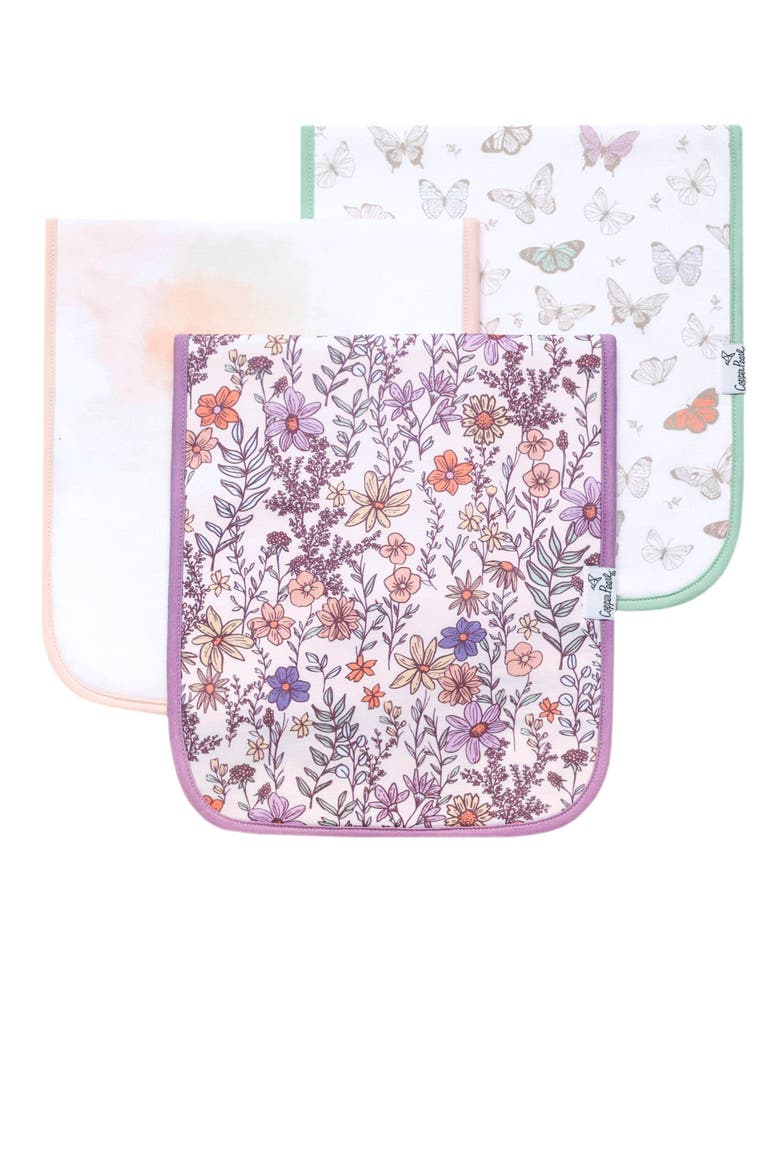 3-Pack Burp Cloths, Main, color, FLORA