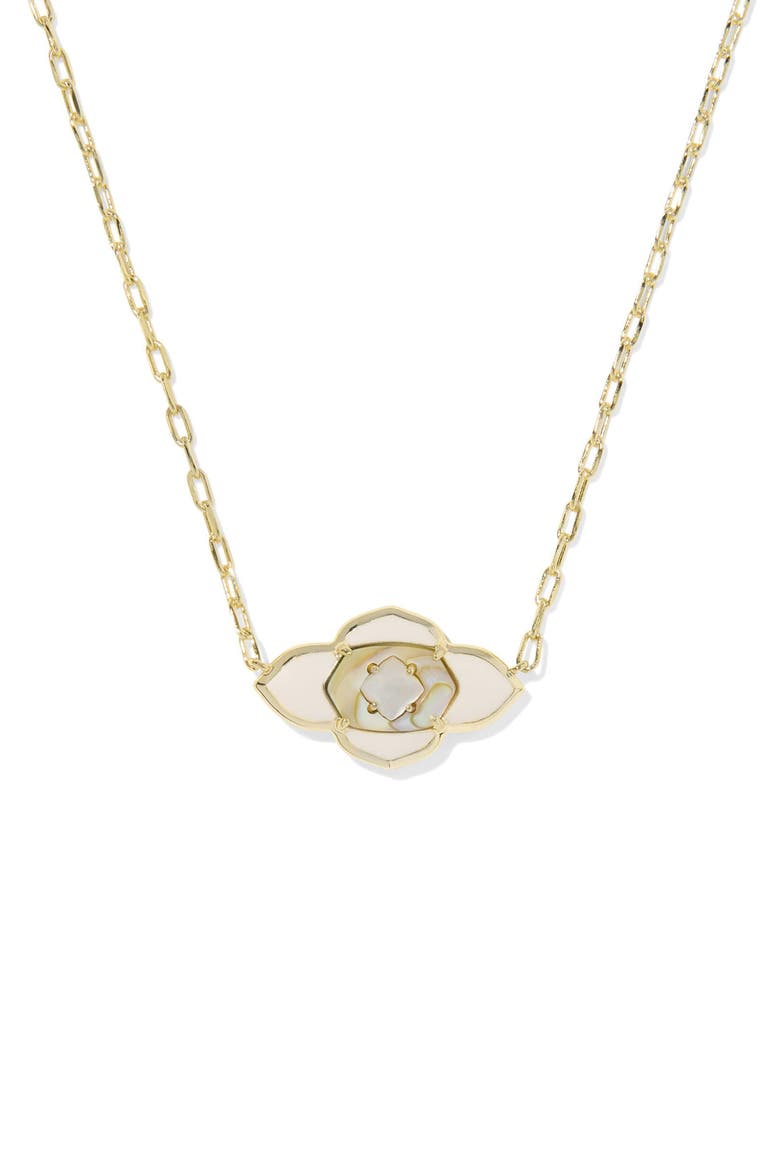 Abbie Short Medallion Pendant Necklace, Main, color, GOLD NEUTRAL MIX