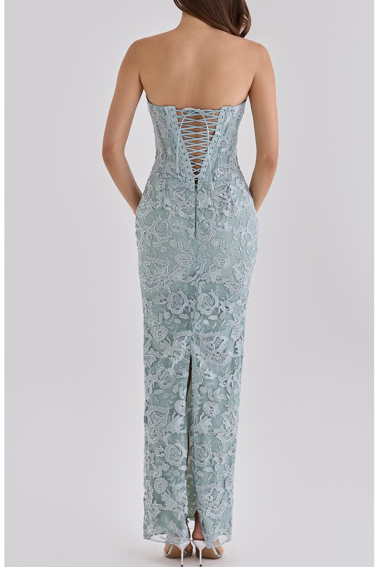 Anisa Hand Beaded Strapless Maxi Dress, Alternate, color, JADE