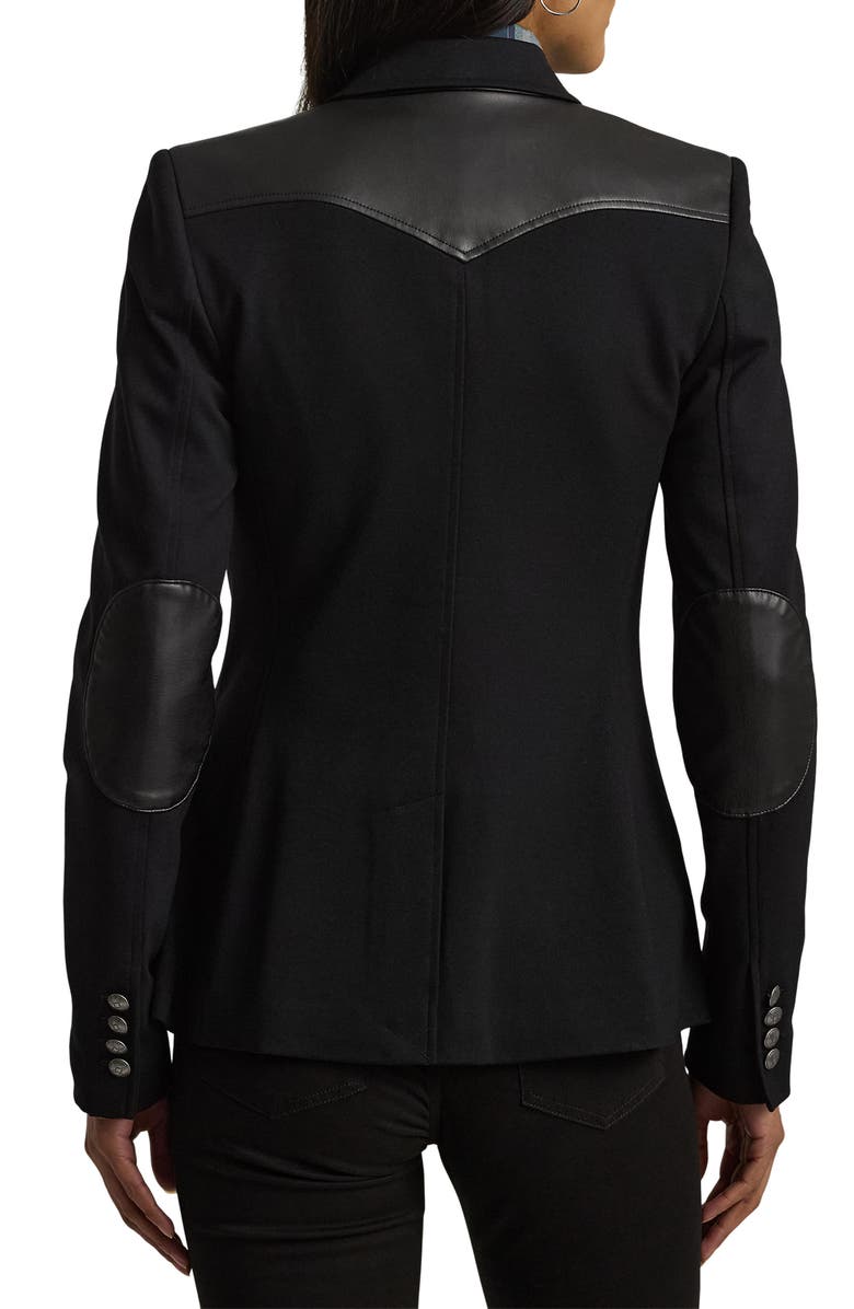 Lauren Ralph Lauren Modern Ponte Faux Leather Trim Blazer, Alternate, color, 