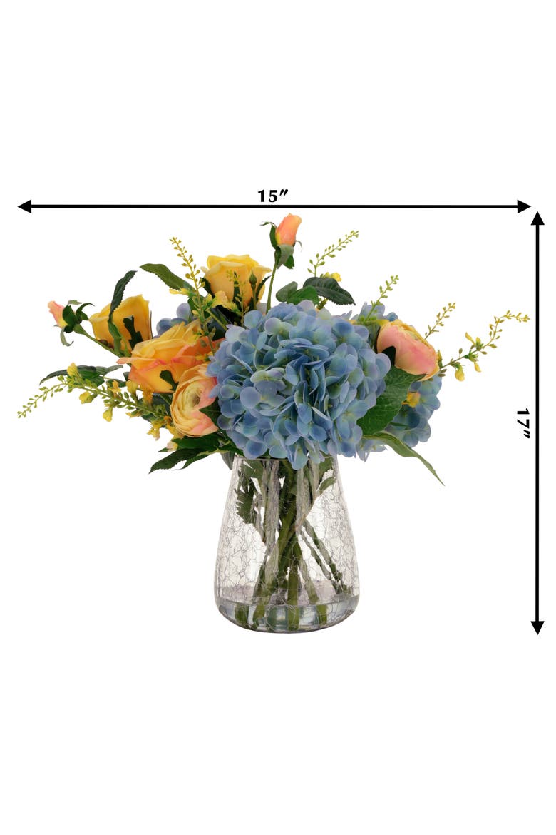 Rose Hydrangea Crackle Vase, Alternate, color, Yellow