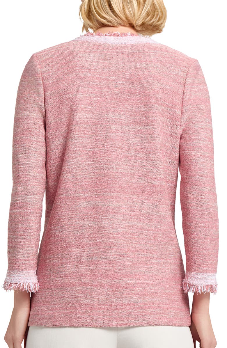 Misook Heritage Fringe Trim Melange Jacket, Alternate, color, Honey Suckle/ Charmeuse