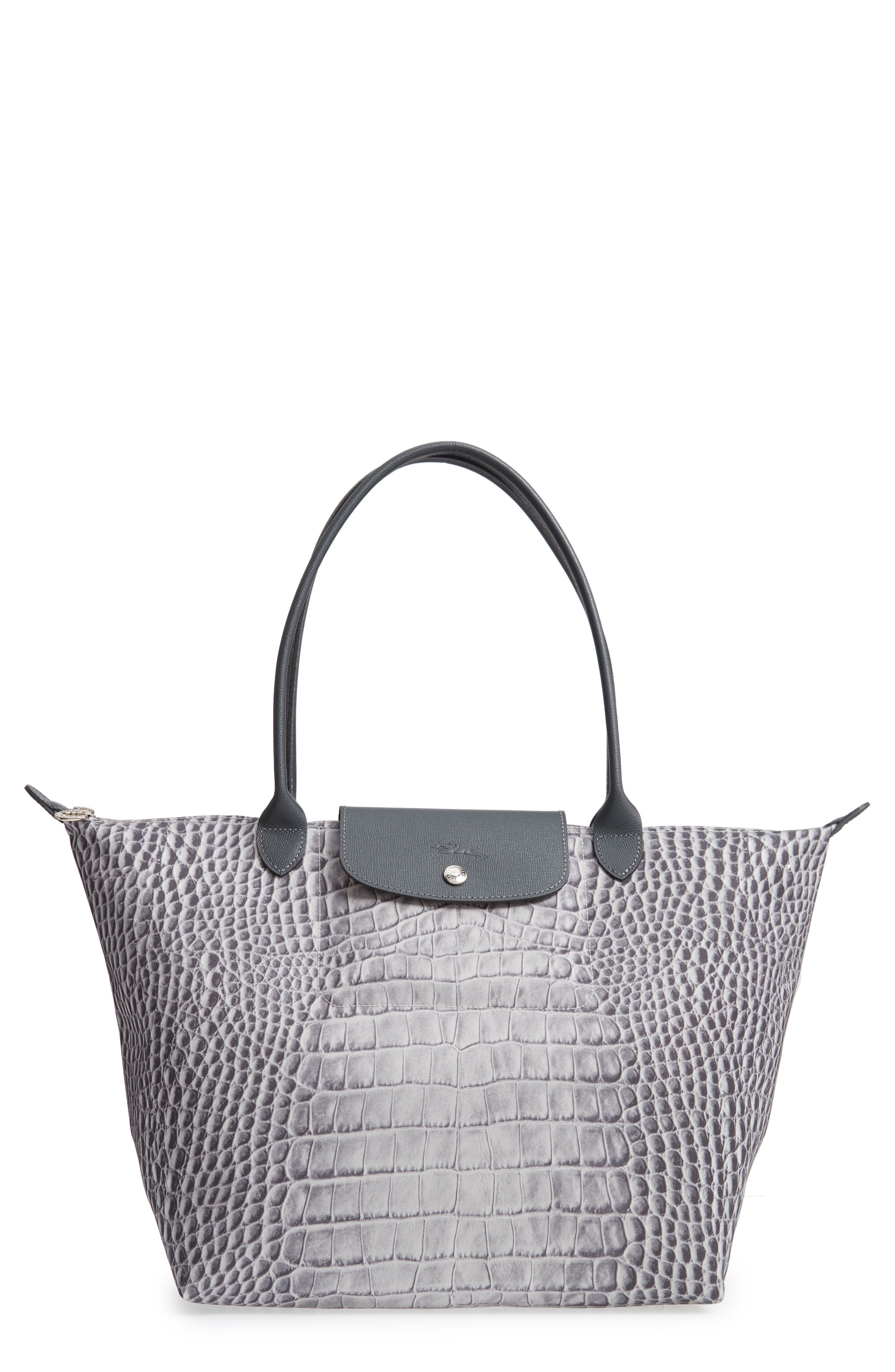 Longchamp Large Le Pliage Croc Print Tote, Main, color, 