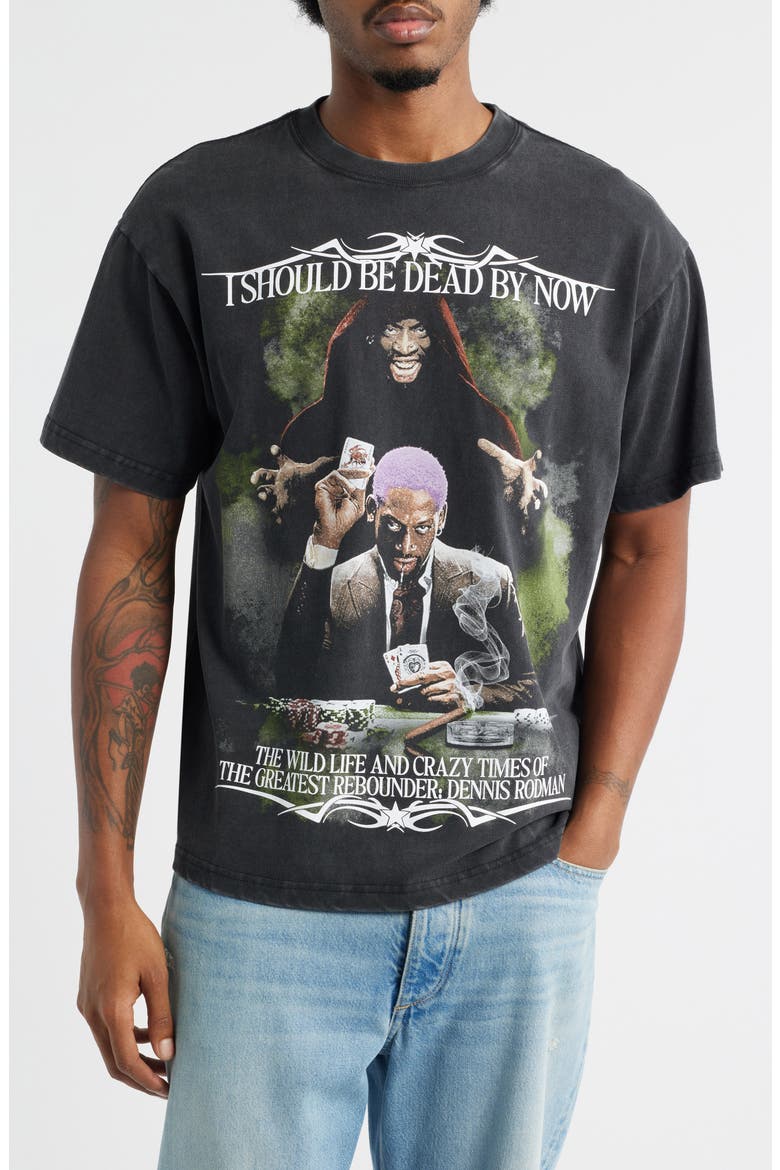 Dennis Rodman Autobiography Graphic T-Shirt, Main, color, WASHED BLACK