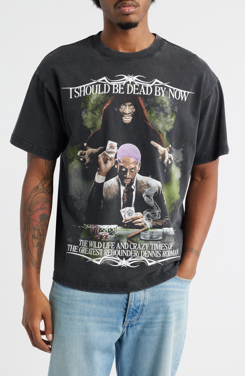 ID Supply Co Dennis Rodman Autobiography Graphic T-Shirt, Main, color, Washed Black