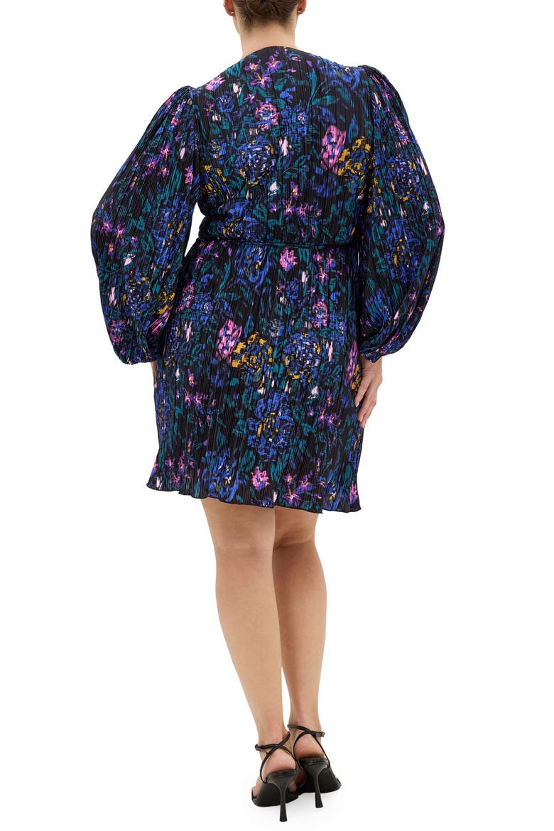 Kira Floral Print Wrap Minidress, Alternate, color, ETCHED FLORAL