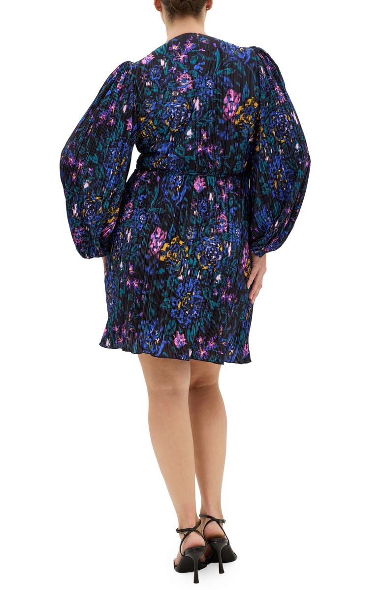 City Chic Kira Floral Print Wrap Minidress, Alternate, color, Etched Floral