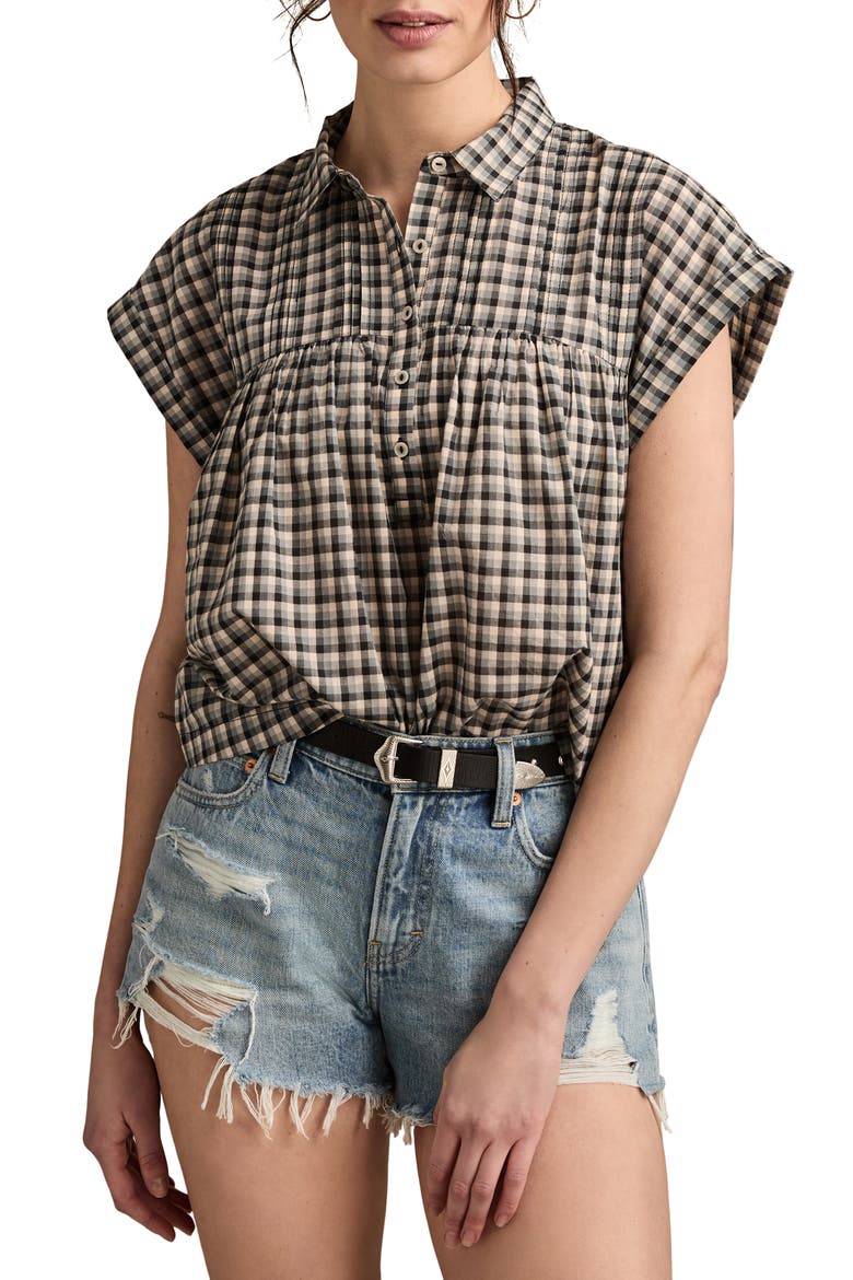 Plaid Short Sleeve Shirt, Main, color, BLACK PLAID