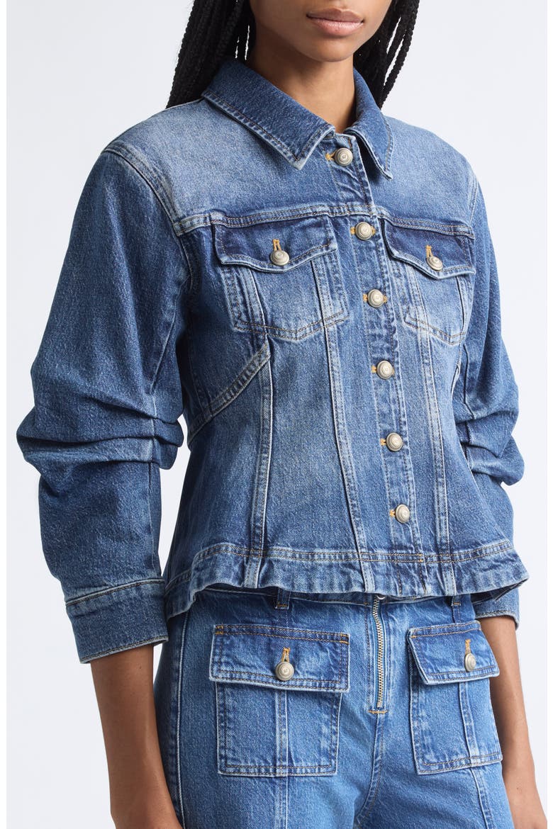 Gina Fitted Stretch Denim Jacket, Alternate, color, SEINE