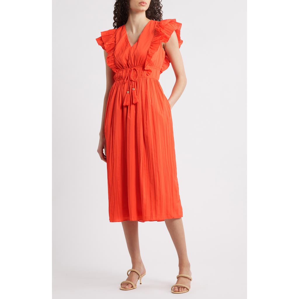 ELIZA J ELIZA J RUFFLE TRIM PLEAT DRESS