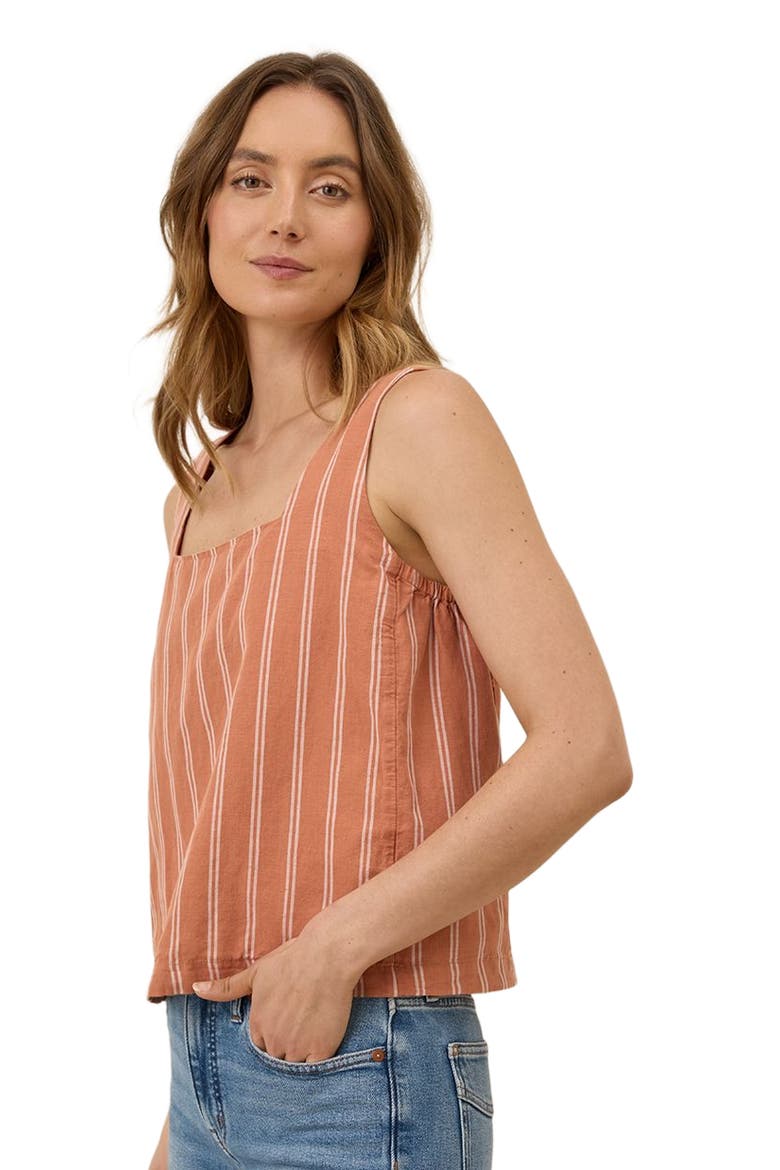 Canopy Linen Square Neck Tank Made with Organic Cotton, Alternate, color, Hermosa Stripe